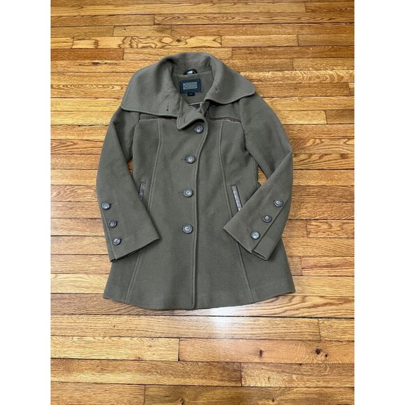 Mackage Womens Peacoat Size Medium Brown Button Down Wool Cashmere Lined Coat